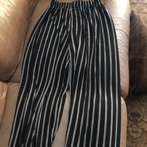 Black white striped pants